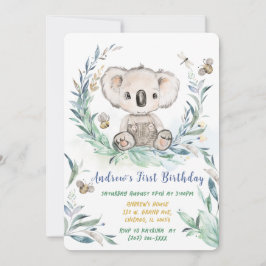 Invitación Cumpleaños personalizado del niño koala