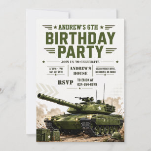 Invitación Cumpleaños Personalizado del Tanque Militar