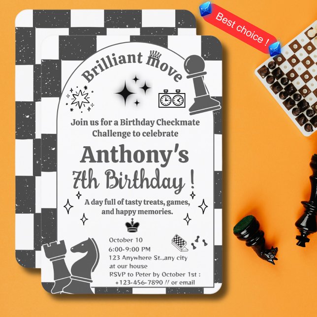 Invitación Cumpleaños Personalizado Del Torneo De Ajedrez Par (Subido por el creador)