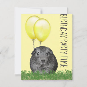 Invitación Cumpleaños Personalizado Globos Amarillos Cuy