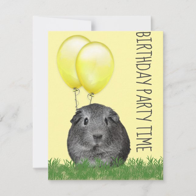 Invitación Cumpleaños Personalizado Globos Amarillos Cuy (Anverso)