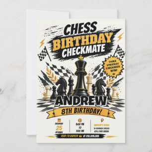 Invitación Cumpleaños Personalizado Juego Real de Ajedrez par