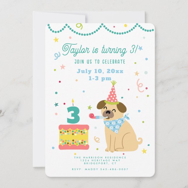 Invitación Cumpleaños Personalizado para Niños (Anverso)