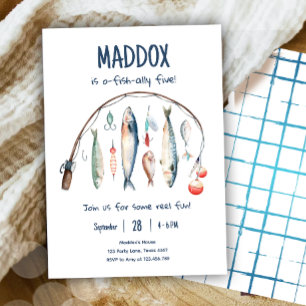 Invitación Cumpleaños Pesca O-Pesca-El Grande Niño Azul