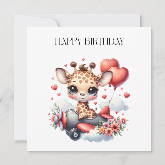 Invitación Cumpleaños piloto jirafa (Anverso)