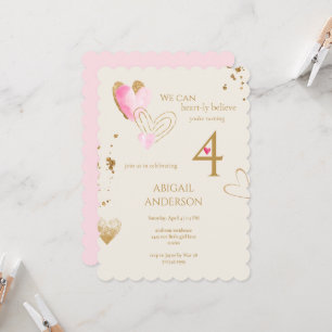 Invitación Cumpleaños Pink & Cream Heart-ly Believe II