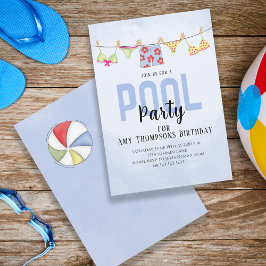 Invitación Cumpleaños Piscina de verano suntuosa Fiesta Diver