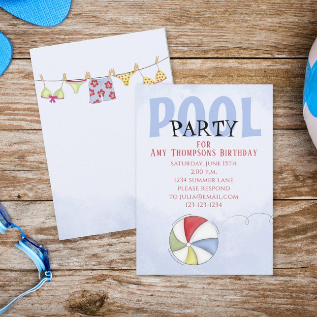 Invitación Cumpleaños Piscina de verano suntuosa Fiesta Diver (Subido por el creador)
