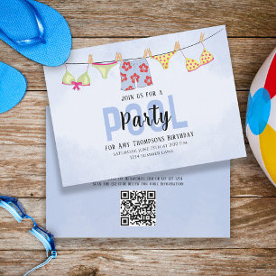 Invitación Cumpleaños Piscina Temática Fiesta Trajes De Baño 