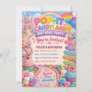 Invitación Cumpleaños Pop-It Candyland