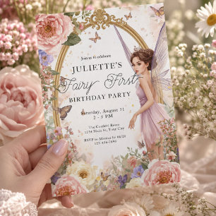 Invitación Cumpleaños Primer Jardín Mágico de Hadas para Niña