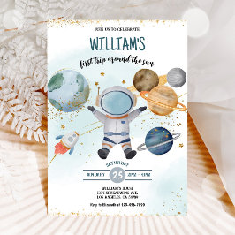 Invitación Cumpleaños Primer Viaje Alrededor Del Sol Espacio 
