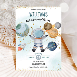 Invitación Cumpleaños Primer Viaje Alrededor Del Sol Espacio