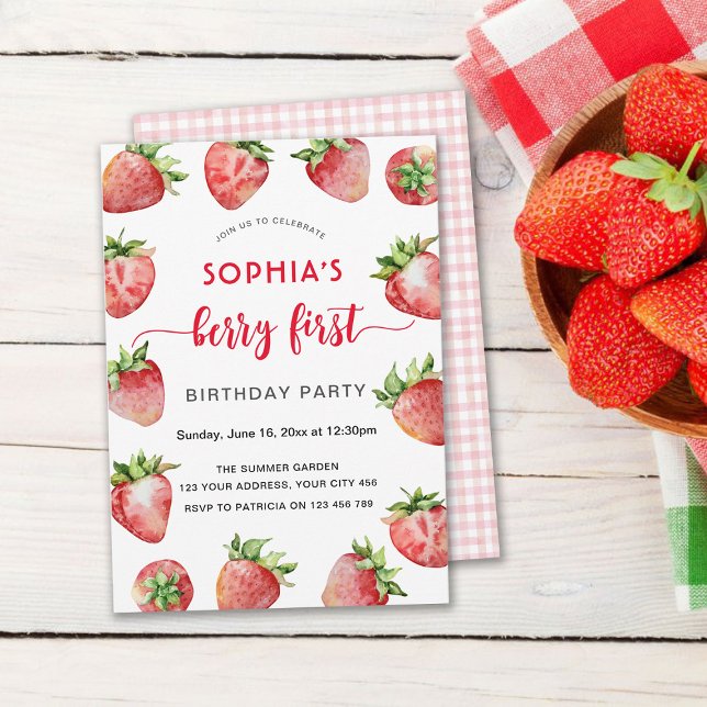 Invitación Cumpleaños Primera Fresa Berry (Subido por el creador)