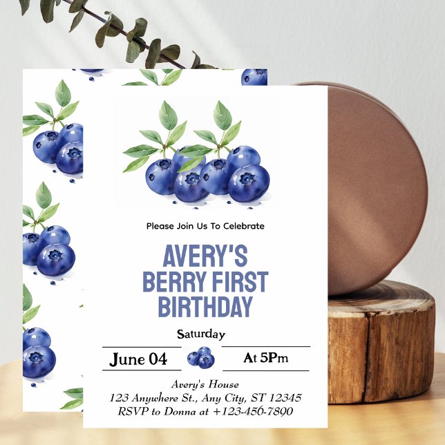 Invitación Cumpleaños Primera Niña Arándano 1er  (Subido por el creador)