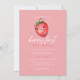 Invitación Cumpleaños Primero 1er de Fresa y Bayas