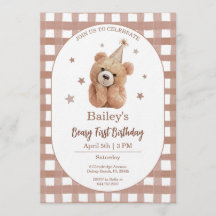 Cumpleaños Primero Beary Gingham