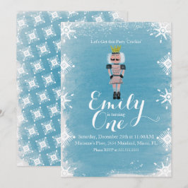 Invitación Cumpleaños Primero Cascanueces Copos de Nieve Acua
