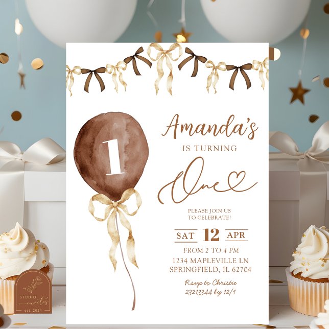 Invitación Cumpleaños Primero Cinta Boho Coquette Tono Tierra (Subido por el creador)