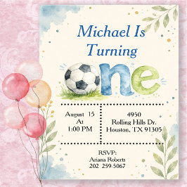 Invitación Cumpleaños primero de fútbol al agua 