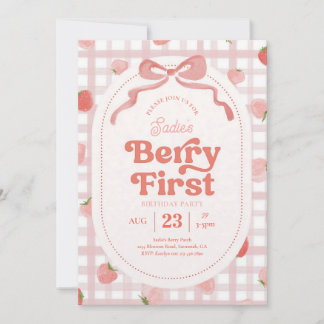 Invitación Cumpleaños primero de Gingham Berry