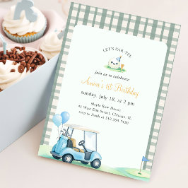 Invitación Cumpleaños primero de golf de niños de gingham ver