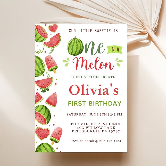 Invitación Cumpleaños primero de la sandía (Subido por el creador)