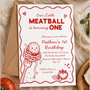 Invitación Cumpleaños Primero de Pequeña Albóndiga de Pasta I