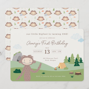 Invitación Cumpleaños primero de Slumberkins Bigfoot Bosque
