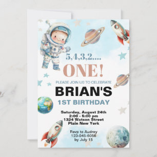 Invitación Cumpleaños primero del espacio exterior