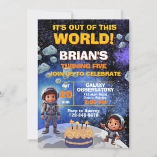 Invitación Cumpleaños primero del espacio exterior