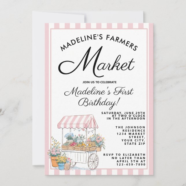 Invitación Cumpleaños primero Mercado de Agricultores Rosa Li (Anverso)
