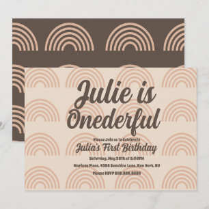 Invitación Cumpleaños Primero Onederful Arcoíris Punto Terros