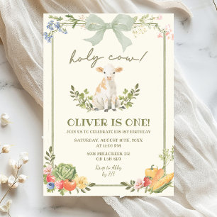Invitación Cumpleaños Primero Vaca Loca Mercado de Granjero V