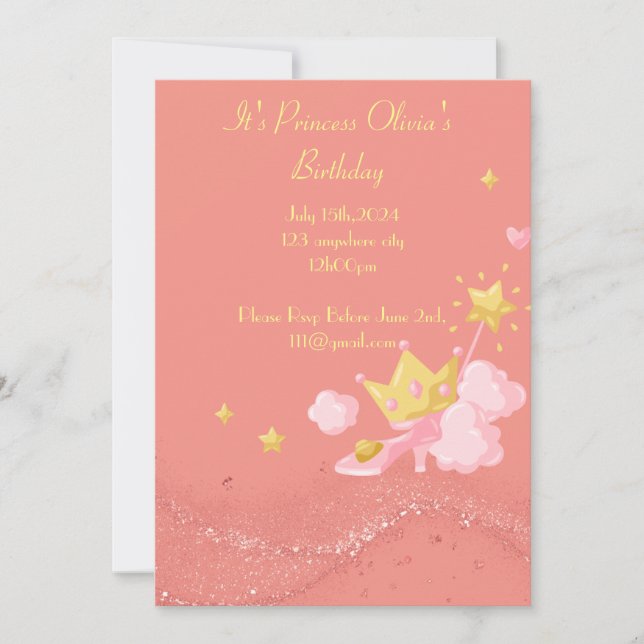 INVITACIÓN CUMPLEAÑOS PRINCESA (Anverso)