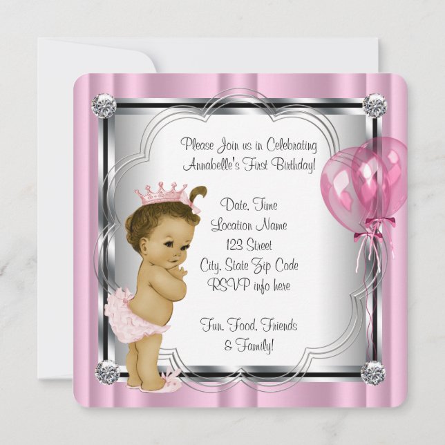 Invitación Cumpleaños Princesa 1er año (Reverso)