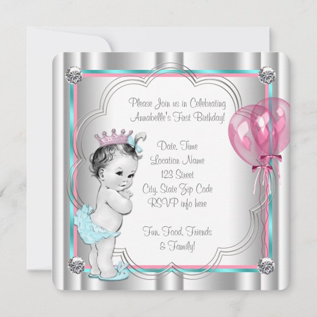 Invitación Cumpleaños Princesa 1er año (Reverso)
