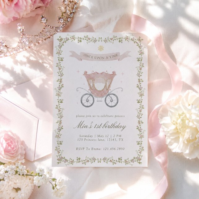 Invitación Cumpleaños Princesa Carruaje Érase una Vez 1er (Subido por el creador)