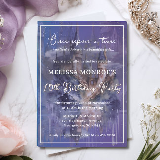 Invitación Cumpleaños Princesa Castillo Azul