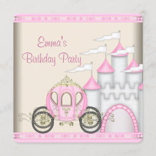 Invitación Cumpleaños Princesa Castillo Carruaje Niñas