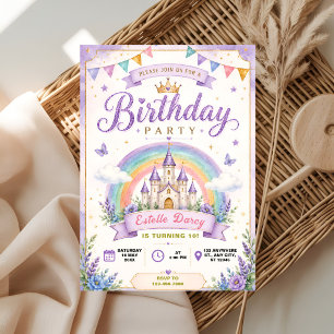 Invitación Cumpleaños Princesa Castillo Pastel