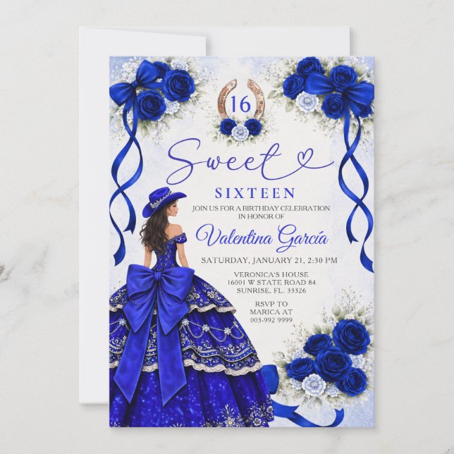 Invitación Cumpleaños Princesa Dulces Dieciséis Cumpleaños Az (Anverso)