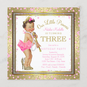 Invitación Cumpleaños Princesa Niñas 3er Fiesta Cumpleaños Ro