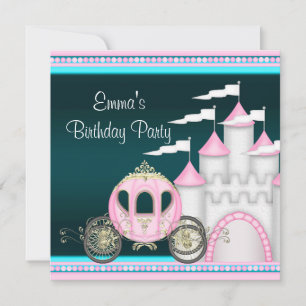 Invitación Cumpleaños Princesa Niñas Castillo Carruaje Prince