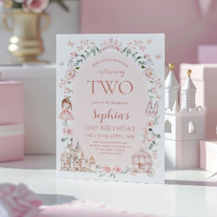 Invitación Cumpleaños Princesa Rosa Rubor Cuento de Hadas Niñ