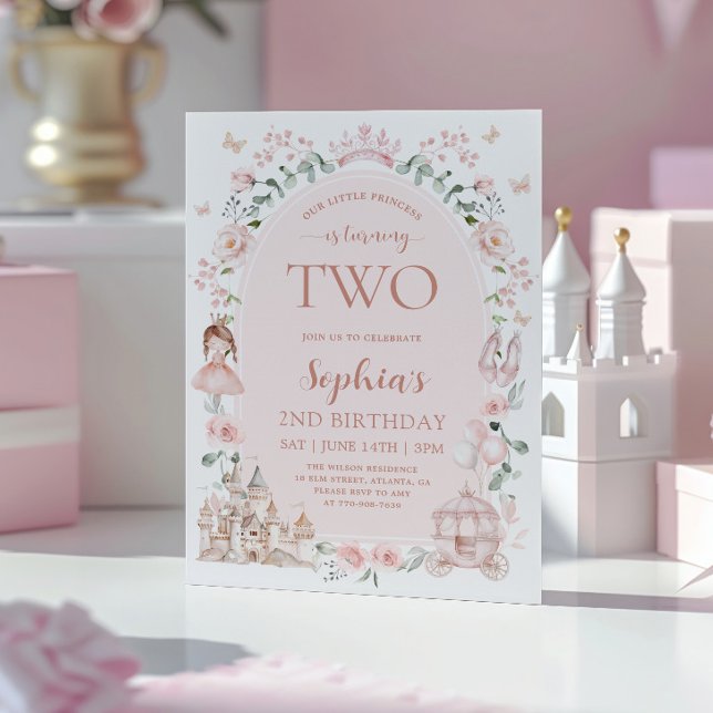 Invitación Cumpleaños Princesa Rosa Rubor Cuento de Hadas Niñ (Subido por el creador)