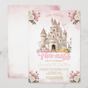 Invitación Cumpleaños Princesa Su Alteza Cinco Rosa