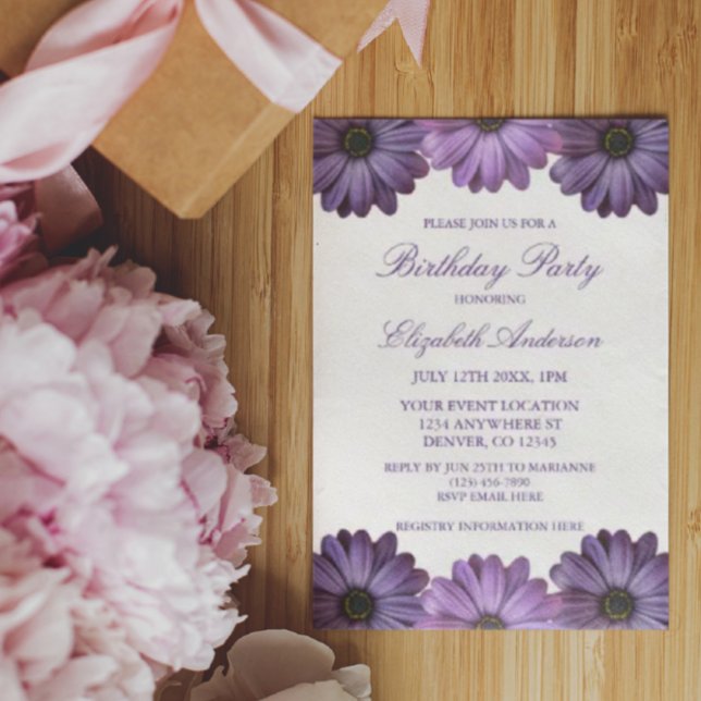 Invitación Cumpleaños Purple Floral (Subido por el creador)