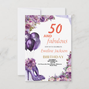 Invitación Cumpleaños púrpura de Cute Kawaii