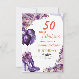 Invitación Cumpleaños púrpura de Cute Kawaii